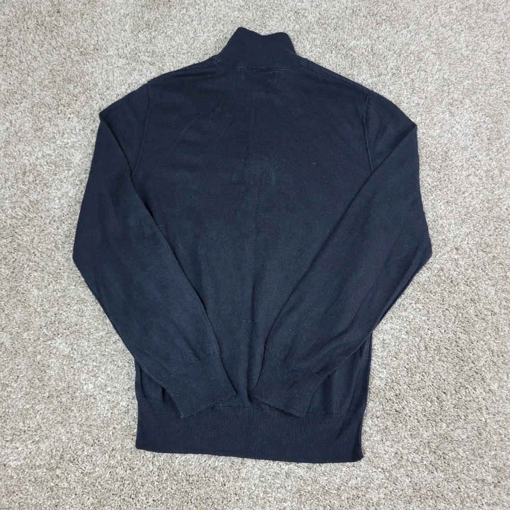 Banana Republic Mens Small Solid Black Stretch Knit Quarter‎ Zip Silk Cashmere